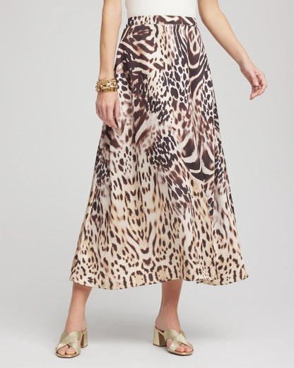 Chico's Women | Animal Bengal Marks Faux Satin Skirt BLACK