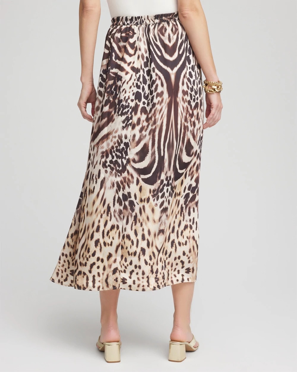 Chico's Women | Animal Bengal Marks Faux Satin Skirt BLACK