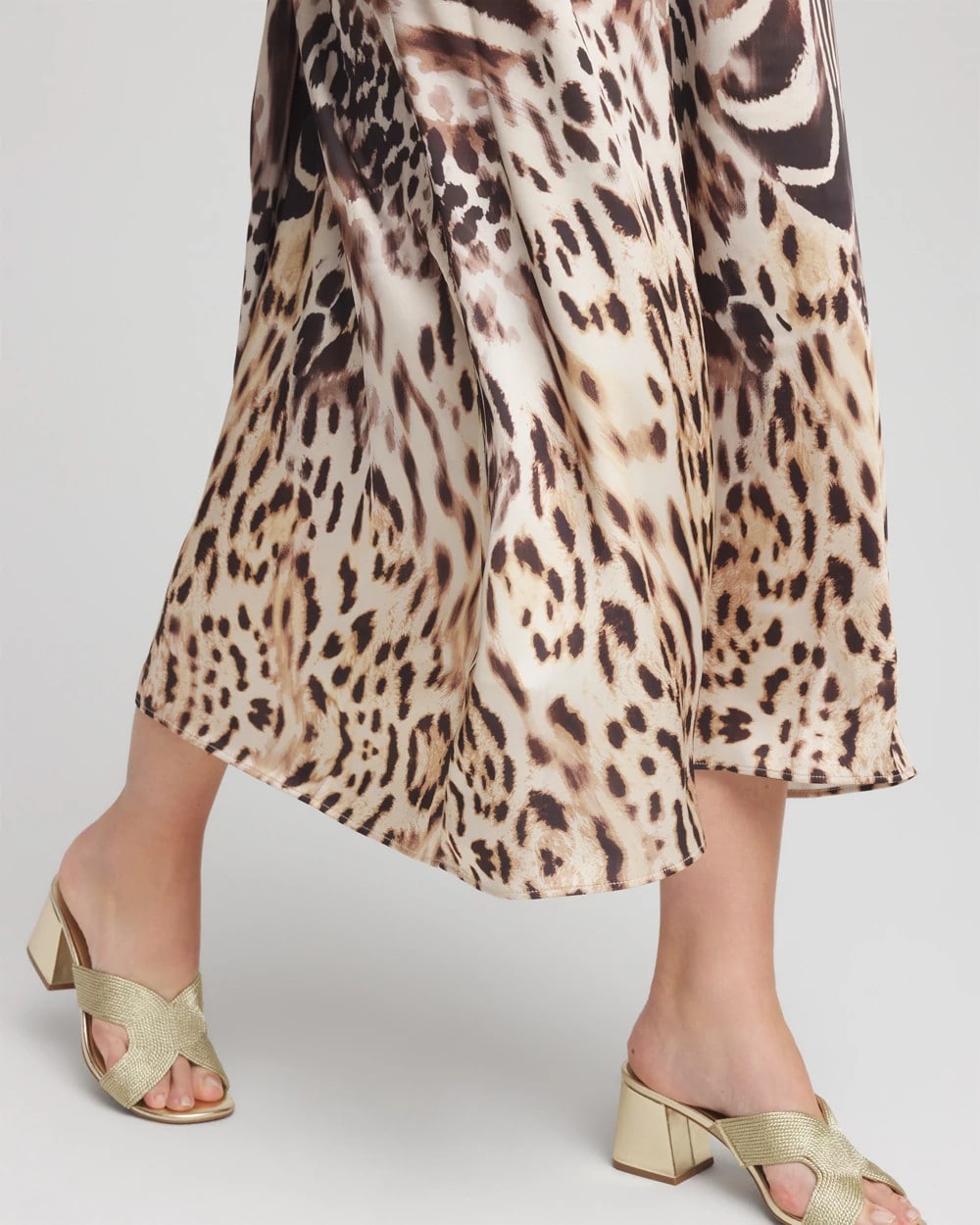 Chico's Women | Animal Bengal Marks Faux Satin Skirt BLACK