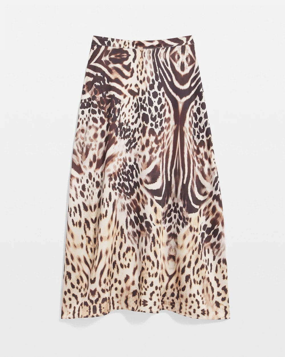 Chico's Women | Animal Bengal Marks Faux Satin Skirt BLACK