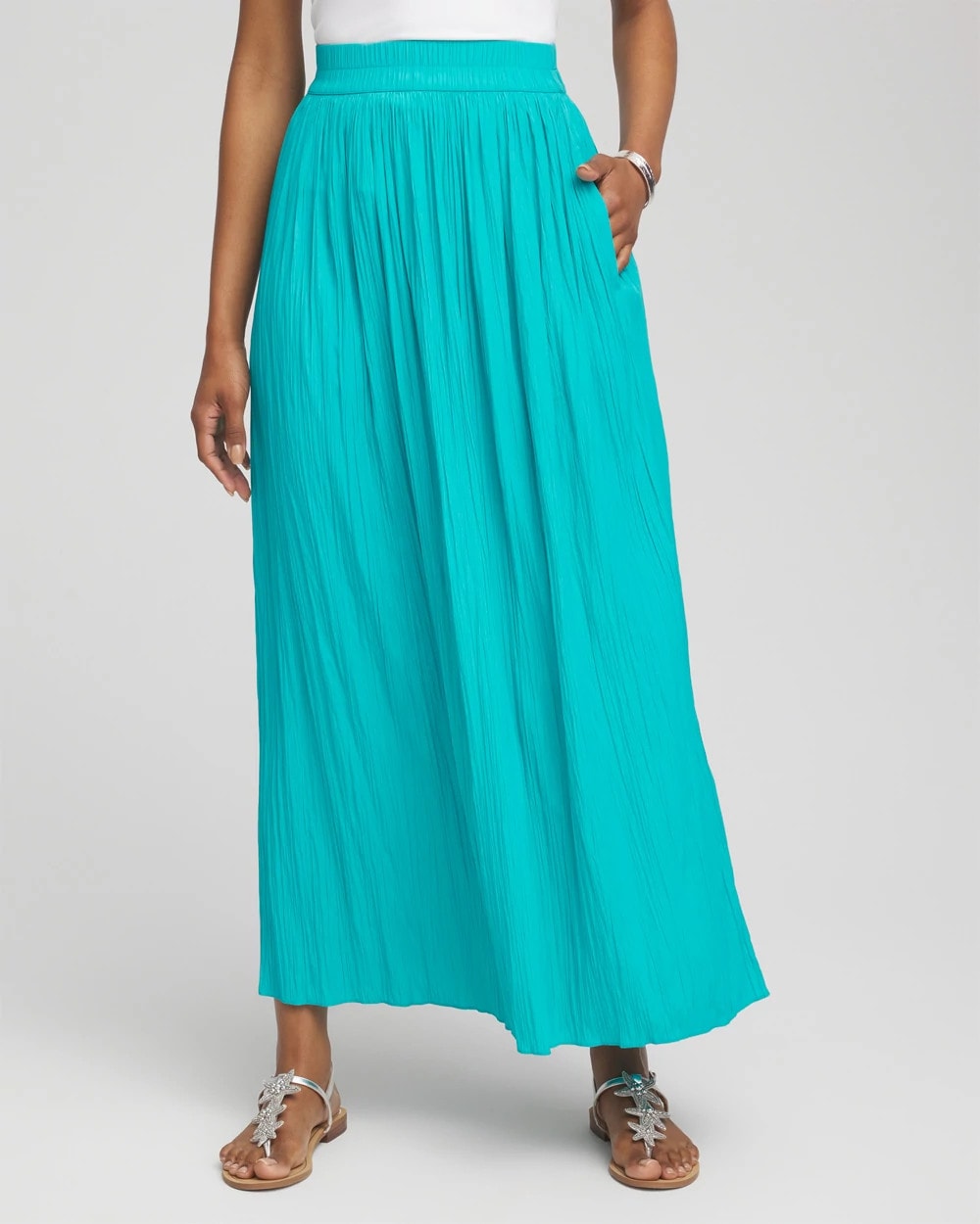 Chico's Women | Pull-on Pleated Maxi Skirt SEASPRAY