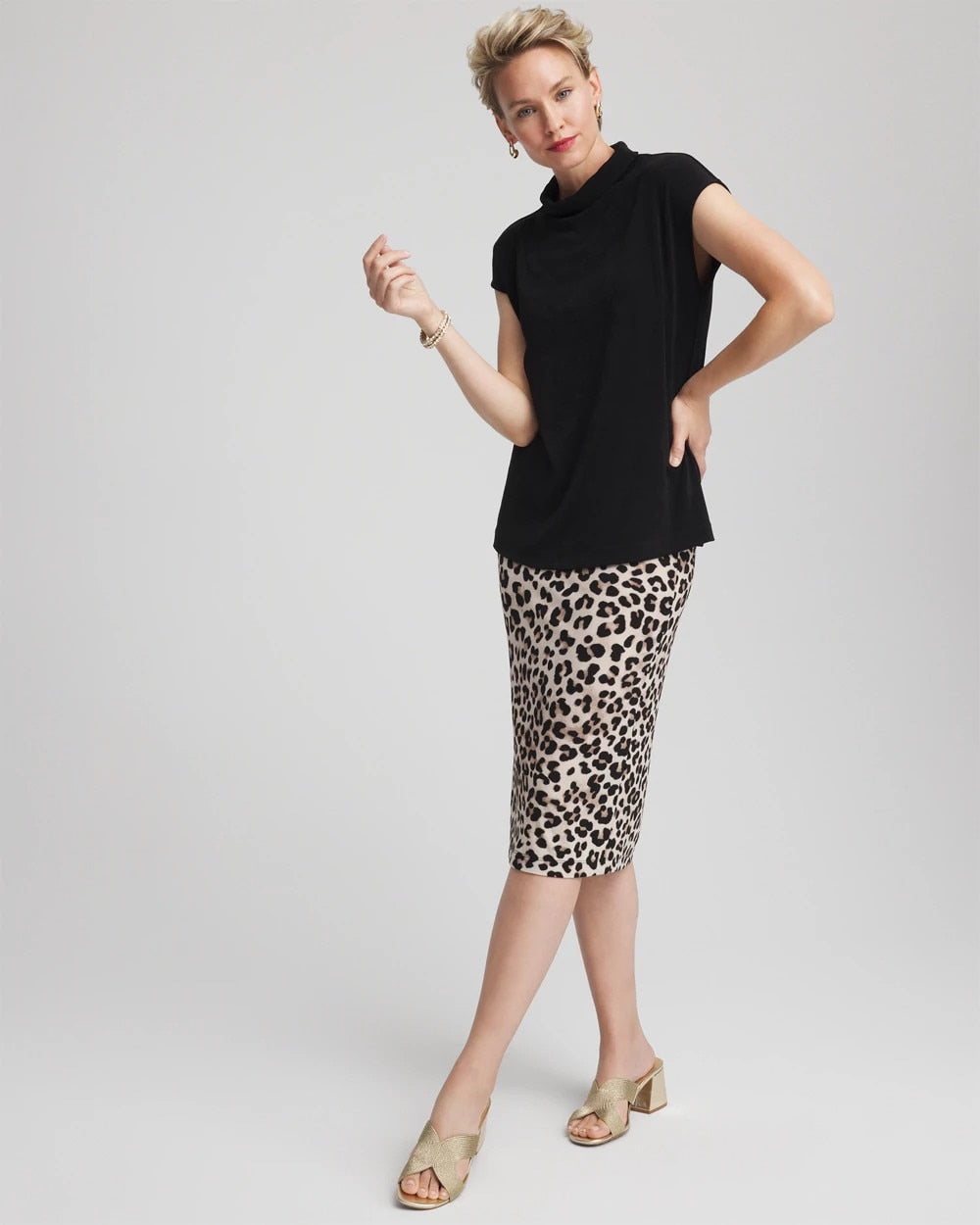 Chico's Women | Travelers™ No Tummy Animal-Print Pencil Skirt DEEP TAUPE