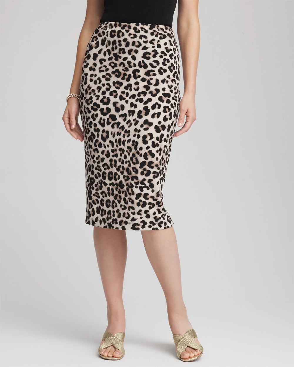 Chico's Women | Travelers™ No Tummy Animal-Print Pencil Skirt DEEP TAUPE