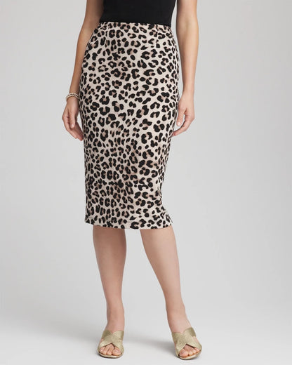 Chico's Women | Travelers™ No Tummy Animal-Print Pencil Skirt DEEP TAUPE