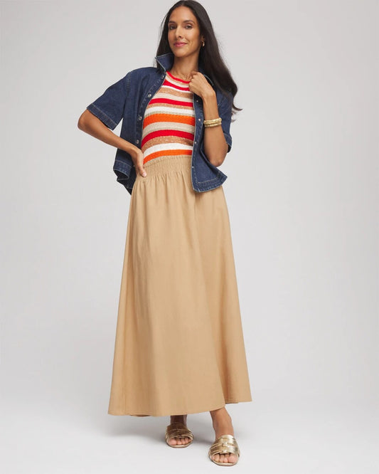 Chico's Women | Smocked Pull-On Midi Skirt CAFE AROMA