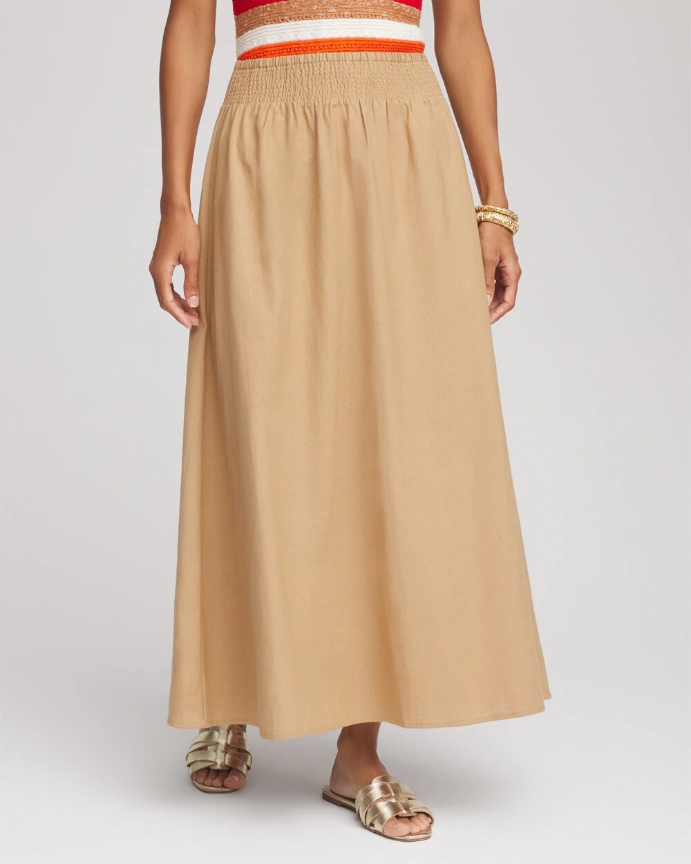 Chico's Women | Smocked Pull-On Midi Skirt CAFE AROMA