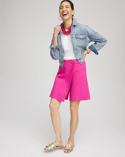 Chico's Women | Brigitte™ Pull-On Asymmetrical Wrap Skort CRUSHED BERRIES