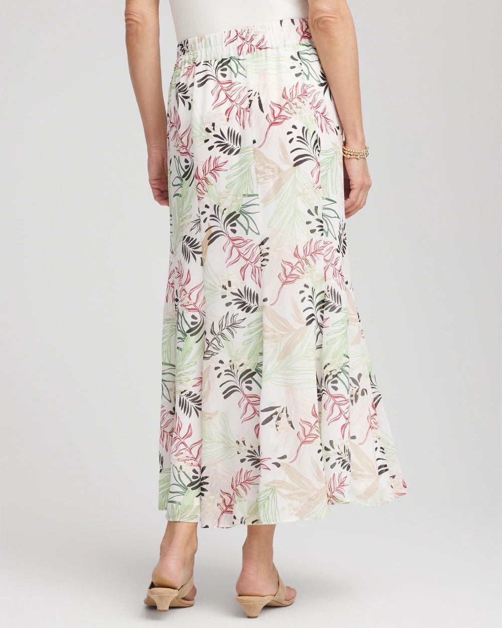 Chico's Women | Floral Embroidered Crinkle Maxi Skirt ECRU