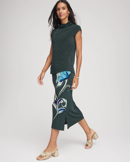 Chico's Women | Travelers™ Artisanal Midi Skirt DARKEST SPRUCE