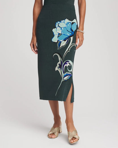Chico's Women | Travelers™ Artisanal Midi Skirt DARKEST SPRUCE