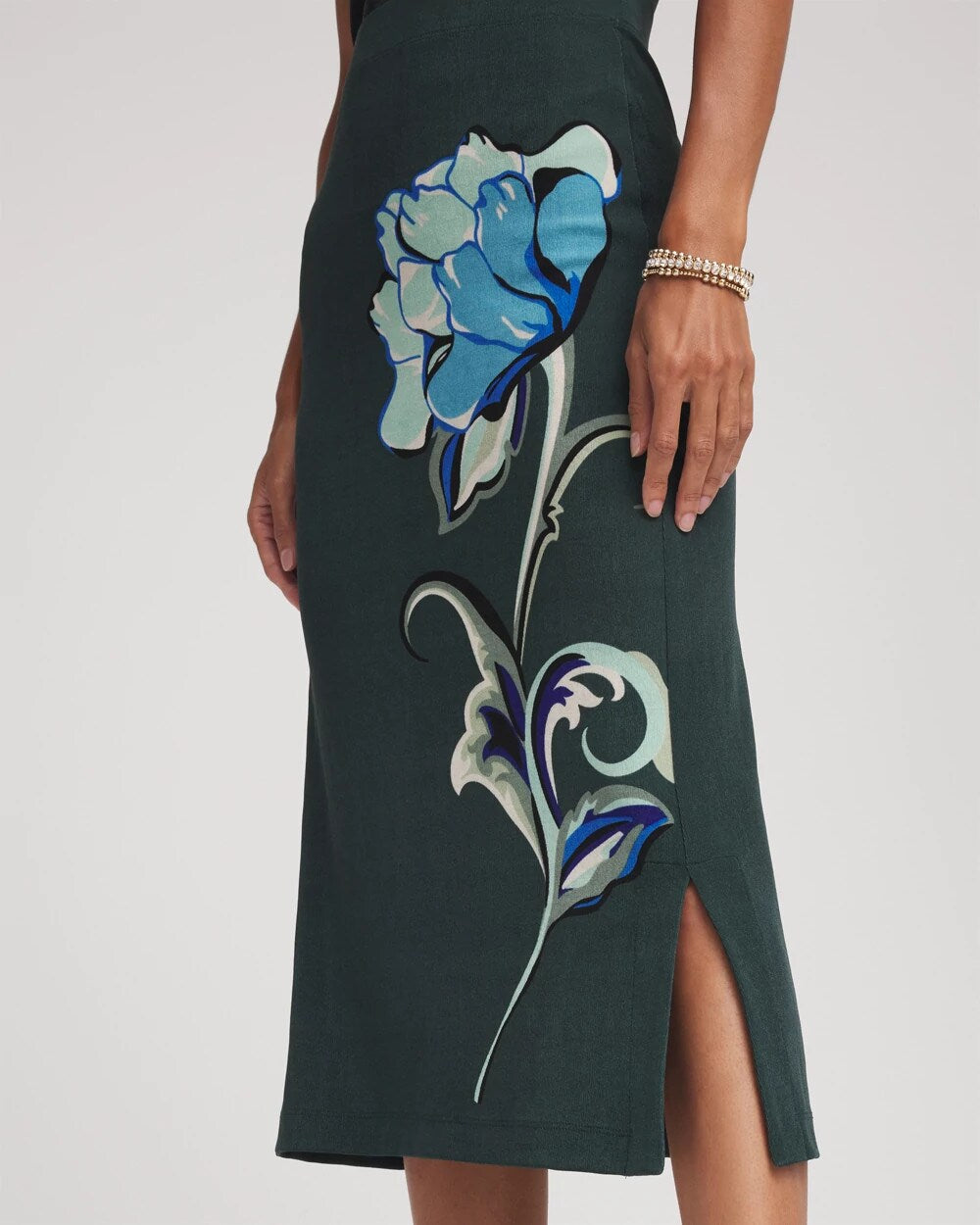 Chico's Women | Travelers™ Artisanal Midi Skirt DARKEST SPRUCE