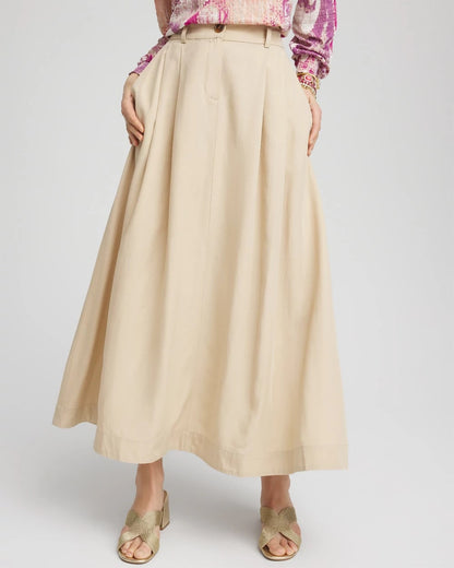 Chico's Women | Pleated A-Line Midi Skirt WILD TRUFFLE
