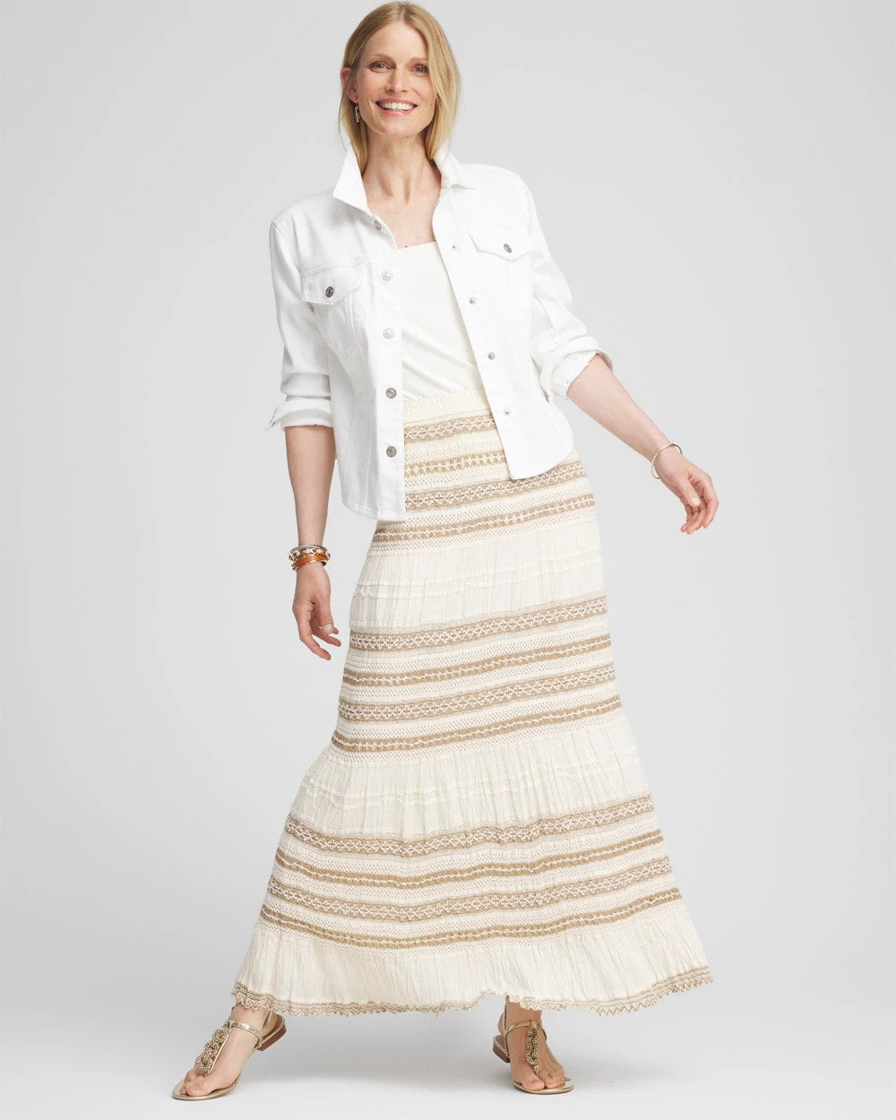 Chico's Women | Crochet Gauze Trim Skirt