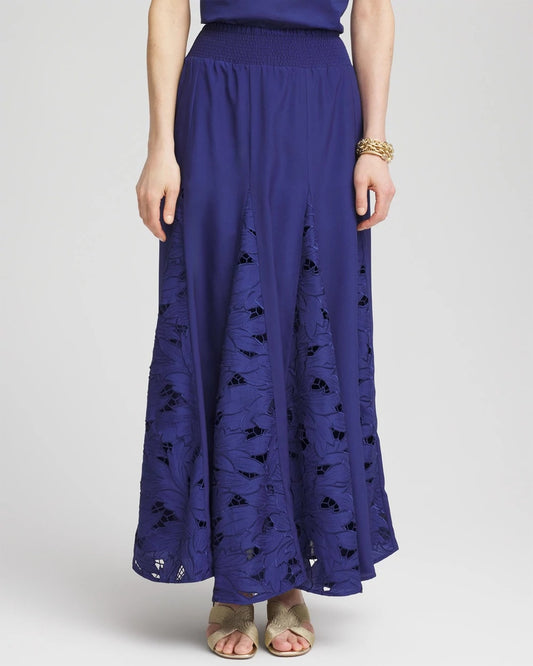 Chico's Women | Godet Maxi Eyelet Skirt BLUE CASA