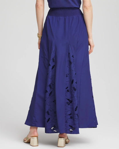 Chico's Women | Godet Maxi Eyelet Skirt BLUE CASA
