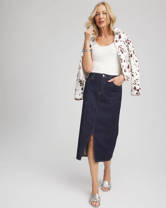 Chico's Women | High-Rise Straight Stretch-Denim Skirt CEDAR RINSE