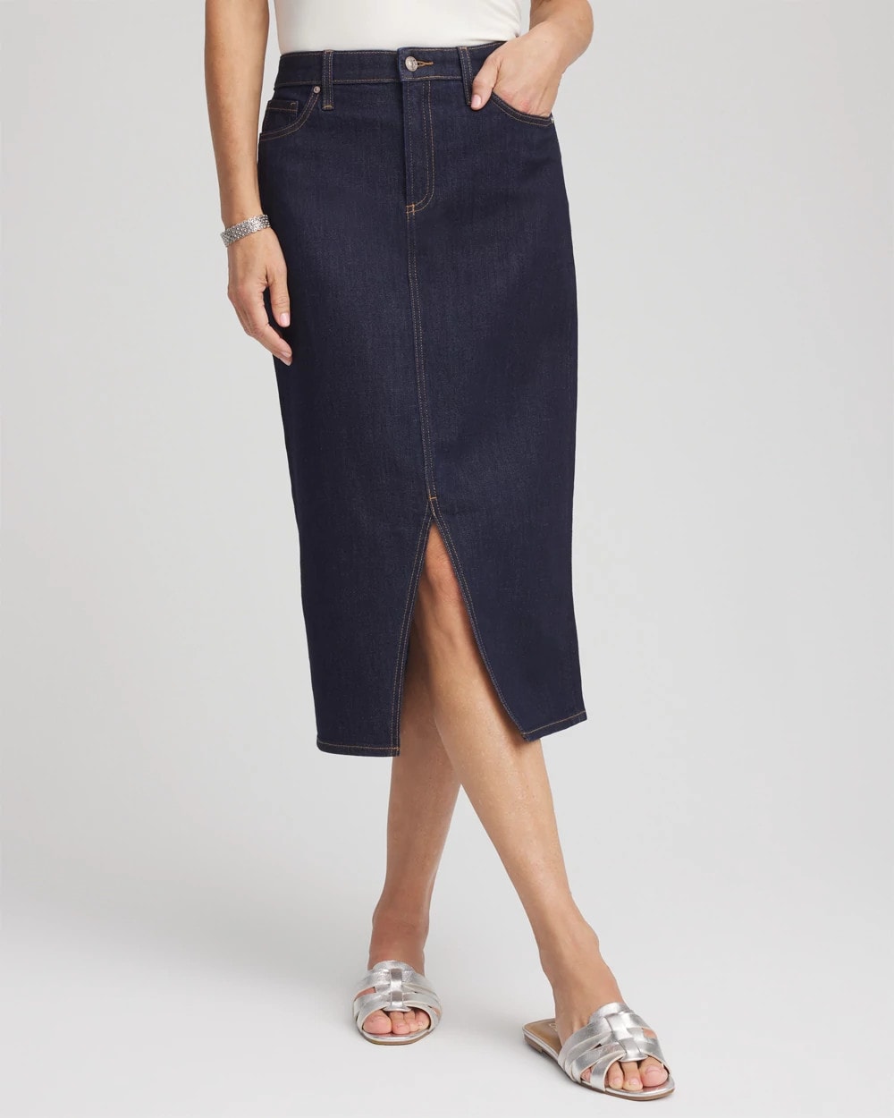 Chico's Women | High-Rise Straight Stretch-Denim Skirt CEDAR RINSE