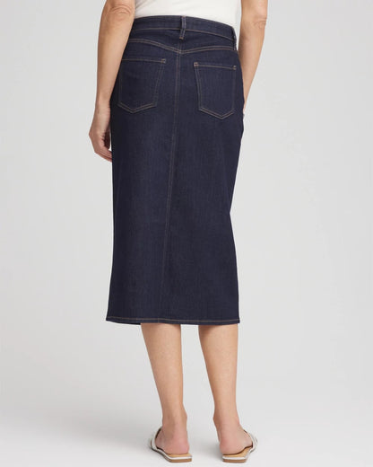 Chico's Women | High-Rise Straight Stretch-Denim Skirt CEDAR RINSE