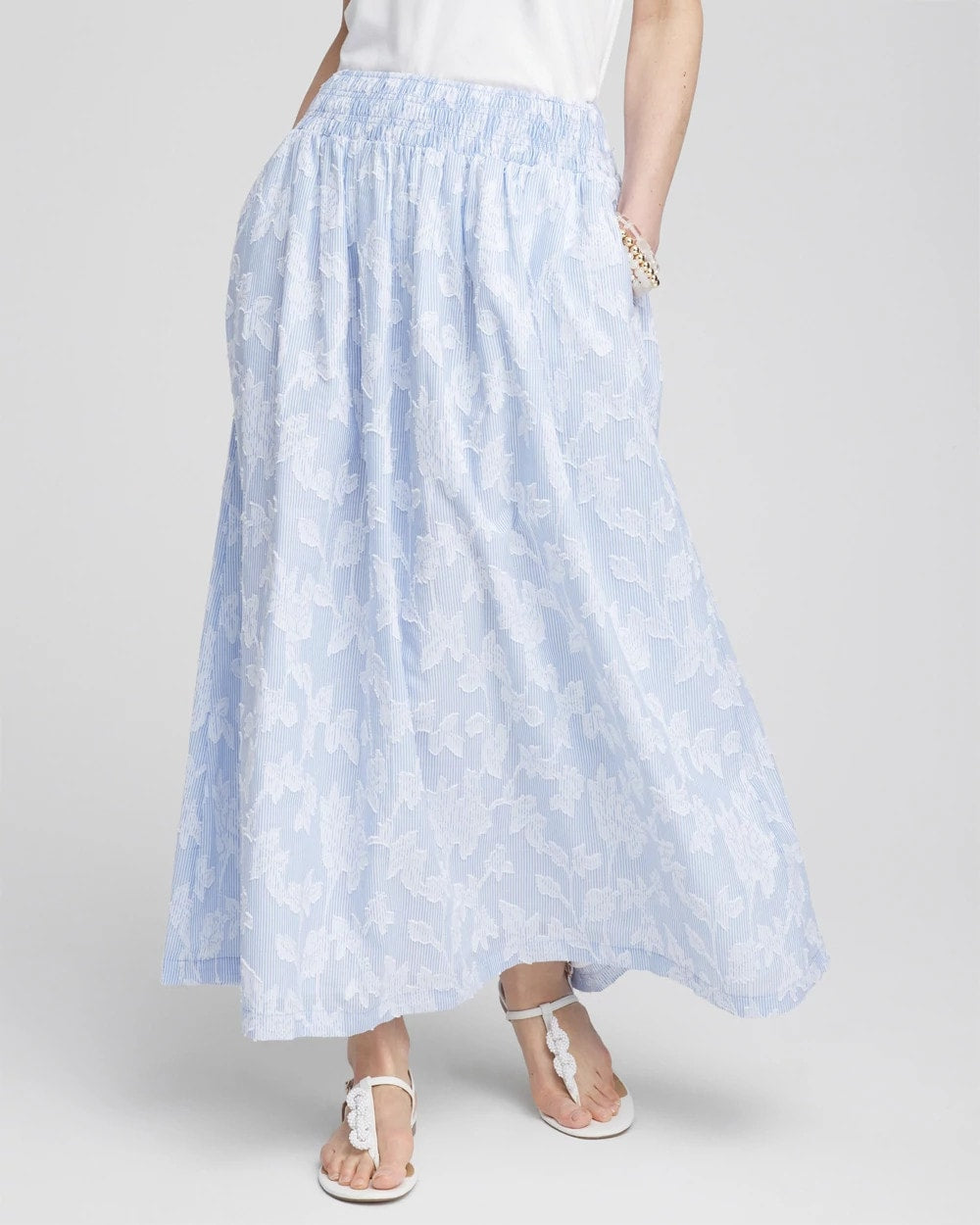 Chico's Women | Floral Jacquard Maxi Skirt BLUE