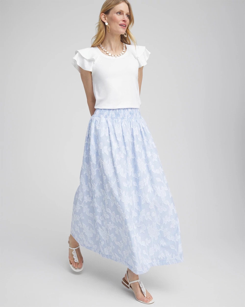 Chico's Women | Floral Jacquard Maxi Skirt BLUE