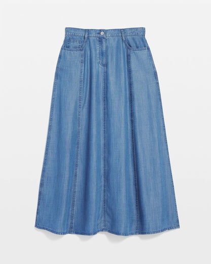 Chico's Women | Lightweight Denim Fly Front Midi Skirt BAILEY INDIGO