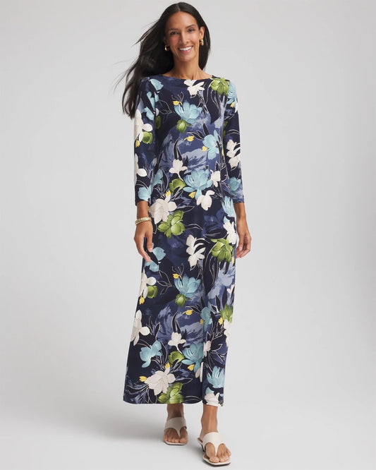 Chico's Women | Petite Dance Boatneck Column Maxi Dress PASSPORT BLUE