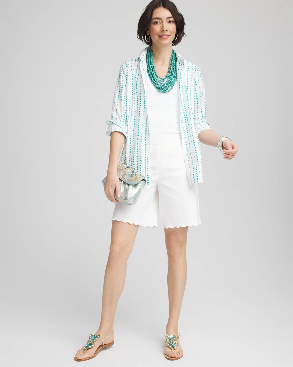 Chico's Women | Brigitte™ Pull-On Scallop-Hem Shorts ALABASTER
