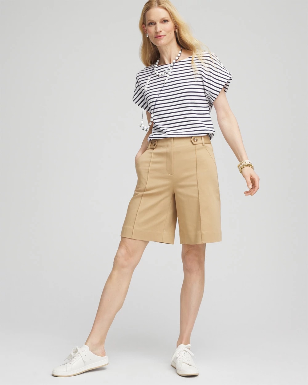 Chico's Women | Sateen Tab-Front A-line Shorts CAFE AROMA
