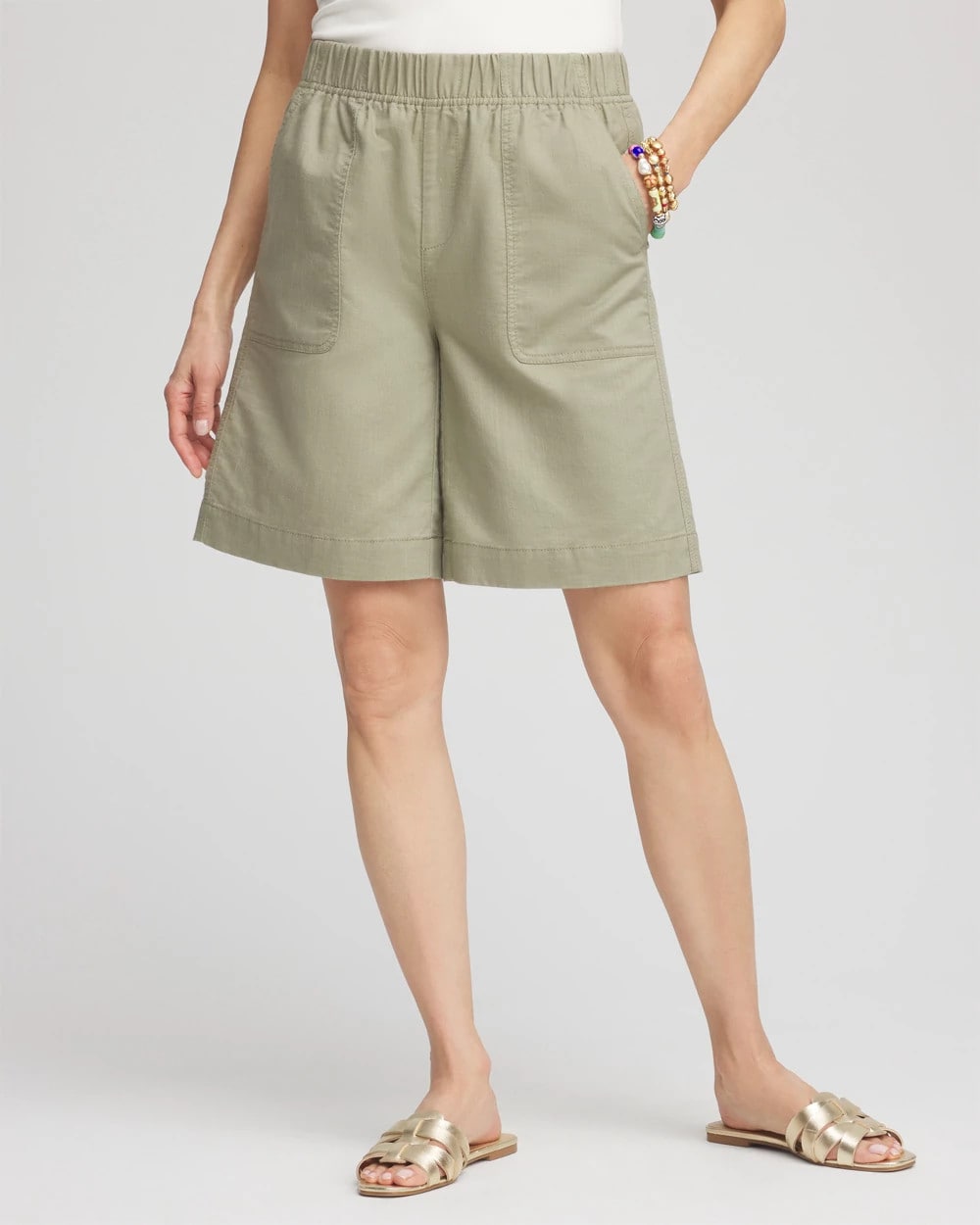 Chico's Women | Cotton-Linen Pull-On Utility Shorts WASHED SAGE