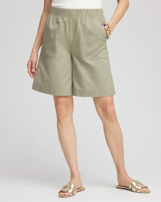 Chico's Women | Cotton-Linen Pull-On Utility Shorts WASHED SAGE