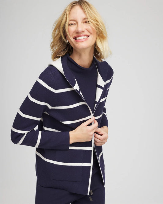 Chico's Women | Zenergy® Luxe Reversible Stripe Cardigan PASSPORT BLUE