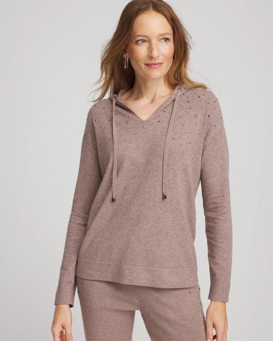 Chico's Women | Zenergy® Luxe Rhinestone Sweater TAUPE HEATHER