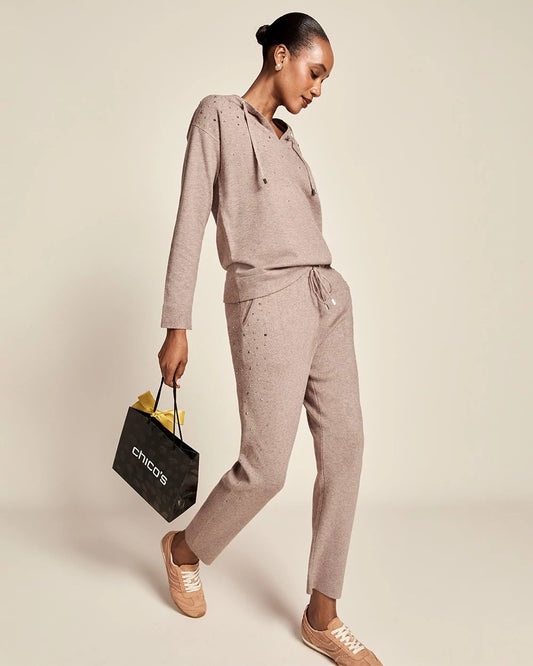 Chico's Women | Zenergy® Luxe Rhinestone Ankle Pants TAUPE HEATHER