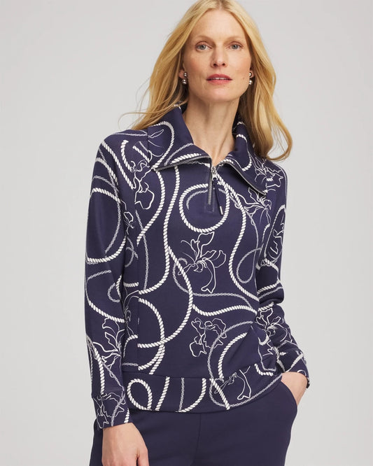 Chico's Women | Zenergy® Soft Melody Half-Zip Top PASSPORT BLUE