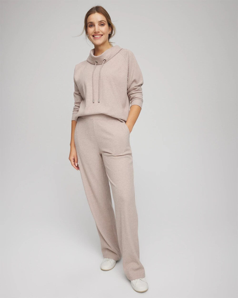 Chico's Women | Zenergy® Brushed Ribbed Pants LIGHT TAUPE HEATHER
