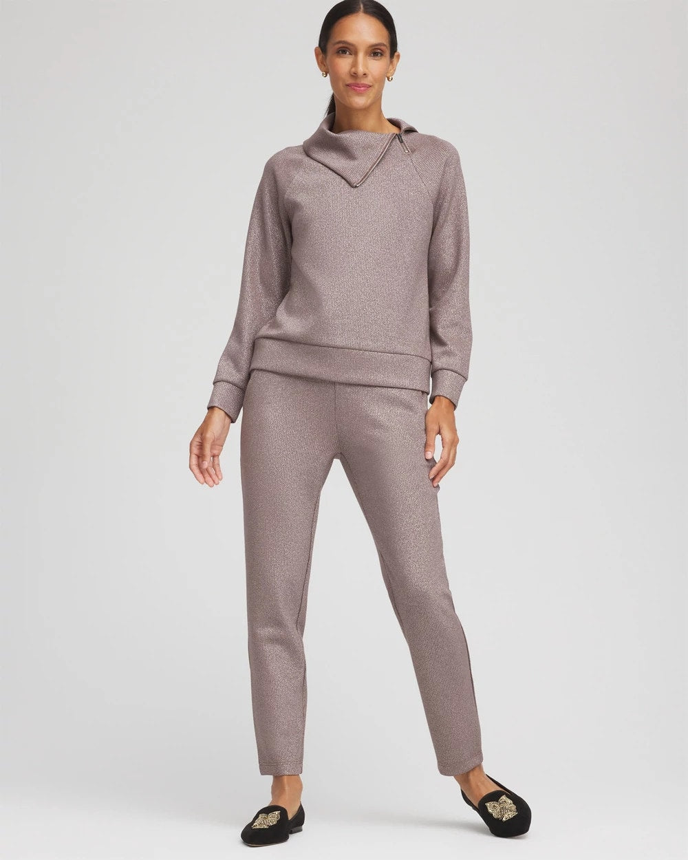 Chico's Women | Zenergy® Sparkle Tapered Ankle Pants WALNUT
