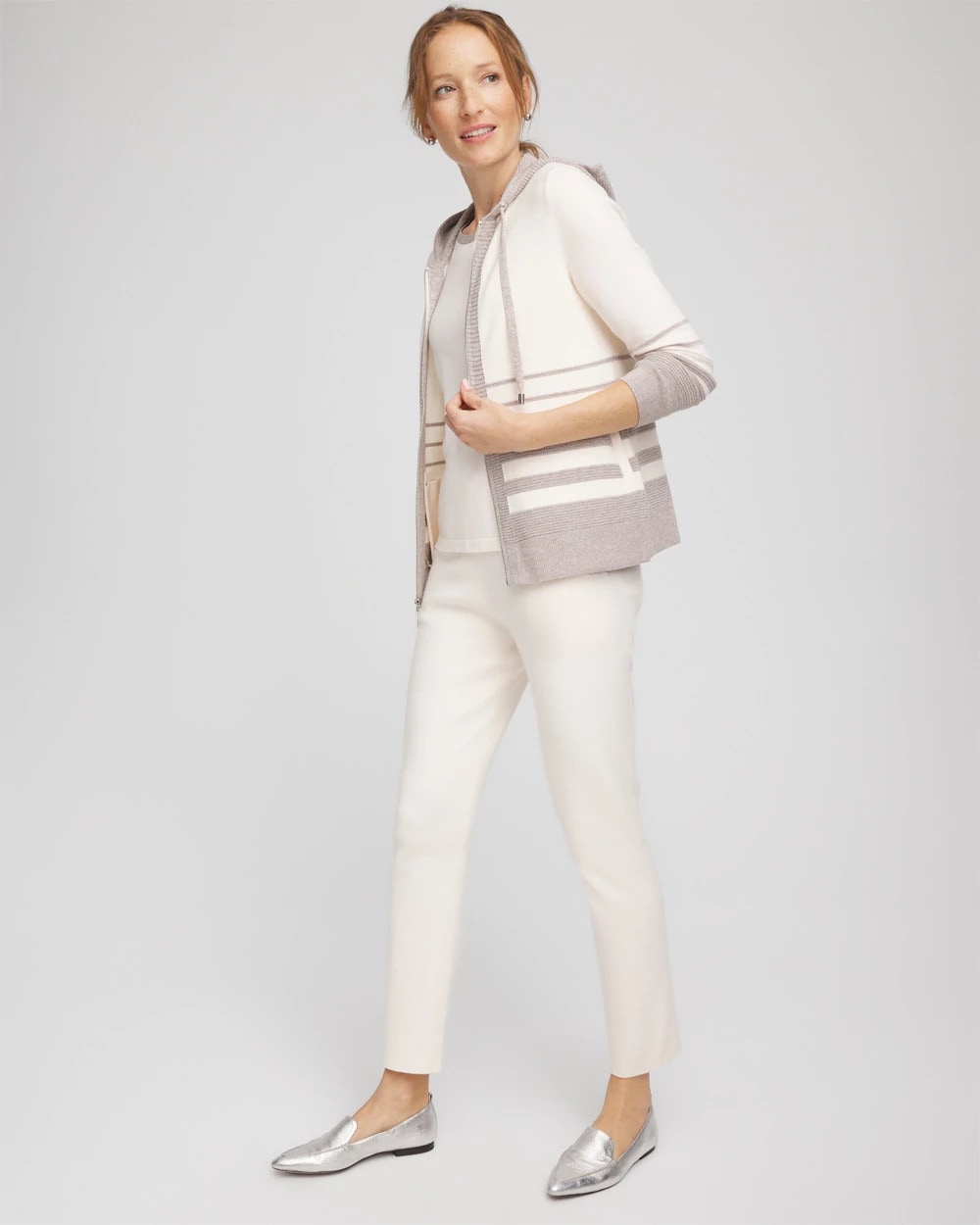 Chico's Women | Zenergy® Luxe Metallic Striped Sweater ENGLISH CREAM