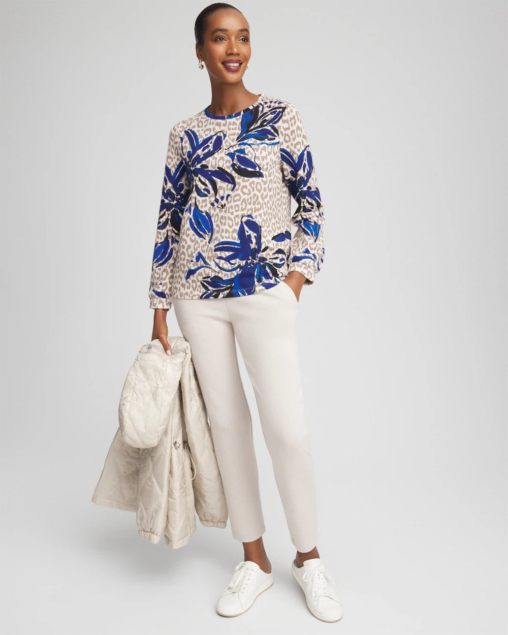 Chico's Women | Zenergy® Soft Animal Print Top SMOKEY TAUPE