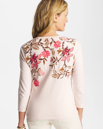Chico's Women | Stretch-Cotton 3/4 Sleeve Perfect Tee SIESTA ROSE