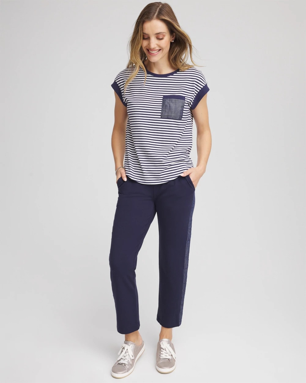 Chico's Women | Zenergy® UPF Striped Tee PASSPORT BLUE