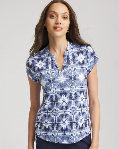 Chico's Women | Zenergy® UPF Printed Polo Top CANYON BLUE