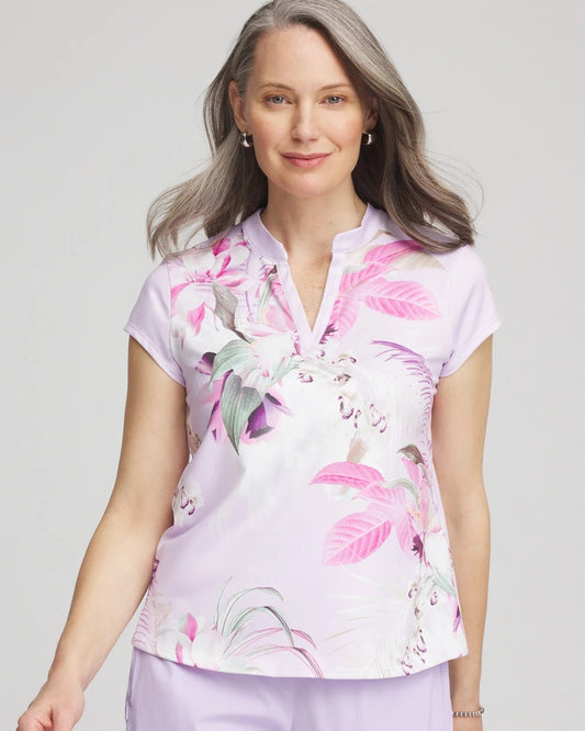 Chico's Women | Zenergy® UPF Floral Polo VIOLET AURA