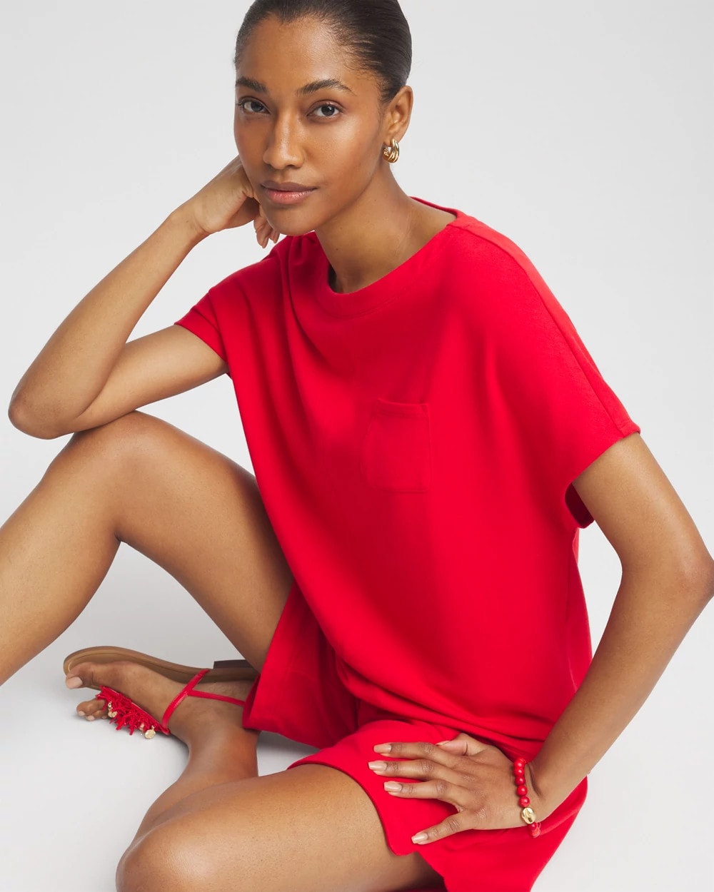 Chico's Women | Zenergy® French Terry Pocket Shirt RED GLOW