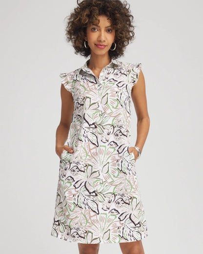Chico's Women | Zenergy® UPF Knit Floral Polo Dress TIBET TAUPE