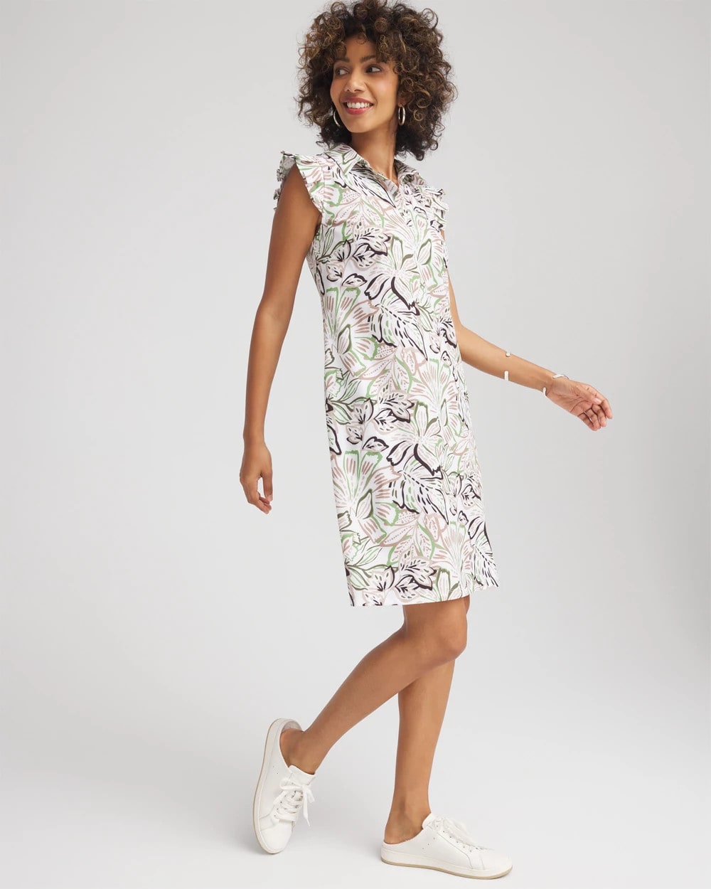 Chico's Women | Zenergy® UPF Knit Floral Polo Dress TIBET TAUPE