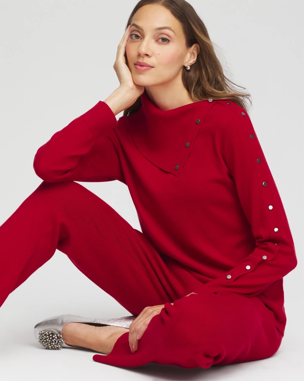 Chico's Women | Zenergy® Luxe Envelope Neck Sweater CARMINE RED