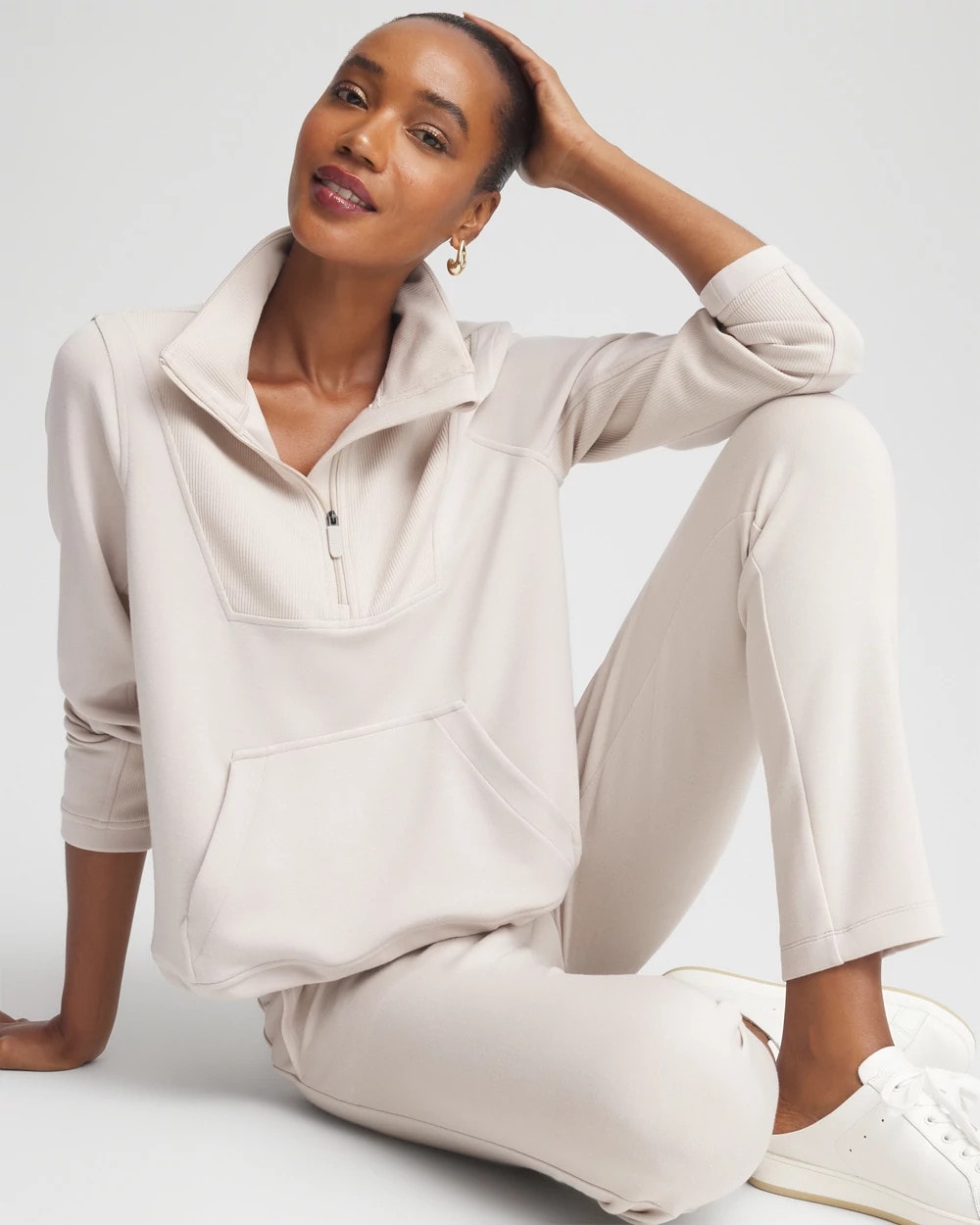 Chico's Women | Zenergy® Ribbed Sweatshirt SMOKEY TAUPE