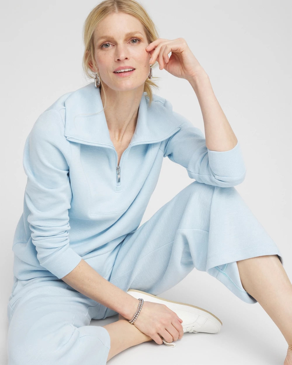 Chico's Women | Zenergy® Beach Slub Half-Zip Pullover Top CRYSTAL SPRINGS