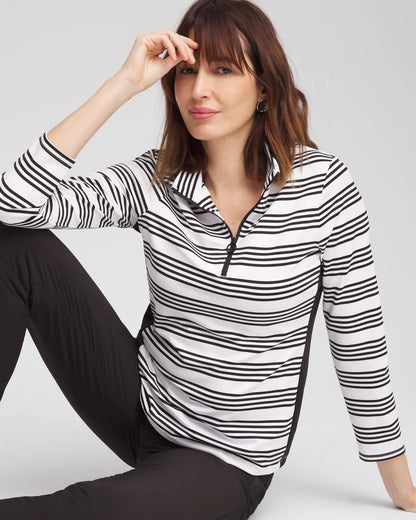 Chico's Women | Zenergy® UPF Stripe Long Sleeve Top BLACK
