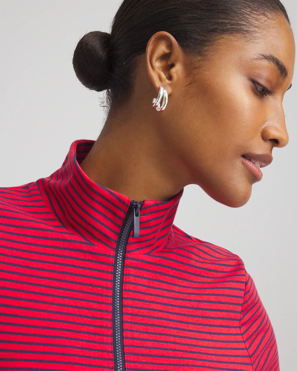 Chico's Women | Zenergy® UPF Knit Stripe Half-Zip Dress RED GLOW